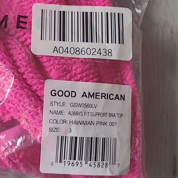 Good American Always Fit Support pink Bikini Top size 3 NWT in packaging - Picture 5 of 7